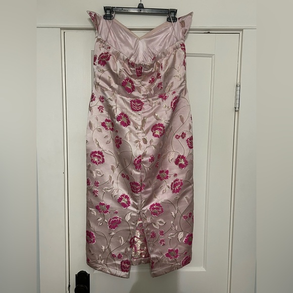 Fate Floral Jacquard Strapless Dress Pink Women’s Large Wedding Formal Banquet - Picture 4 of 9